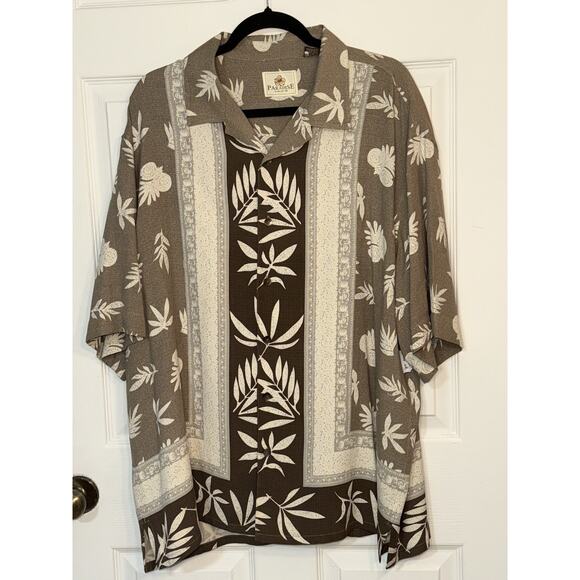 Paradise by Axis Hawaiian Shirt Mens Large 100% Silk Button Pocket Floral Design - Picture 4 of 4